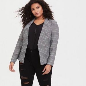 Torrid Black Plaid Stretch Blazer